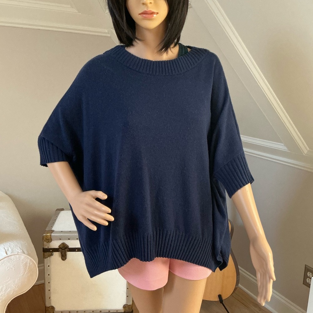 Ann Taylor Navy Poncho Sweater. Size XS / S. EUC - Picture 2 of 5